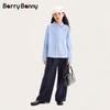 BARRY BANNY Girls' Loose Drop-Shoulder Long-Sleeve Shirt