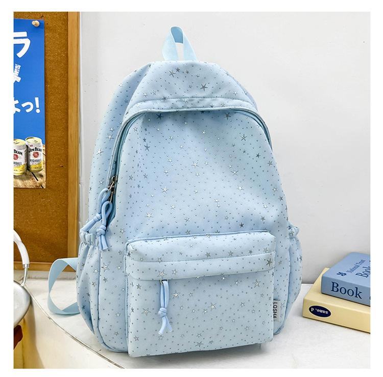 Schoolbag Korean Ins Wind Star Backpack Female Large Capacity Junior High School Student School Bag Leisure Travel Computer Backpack