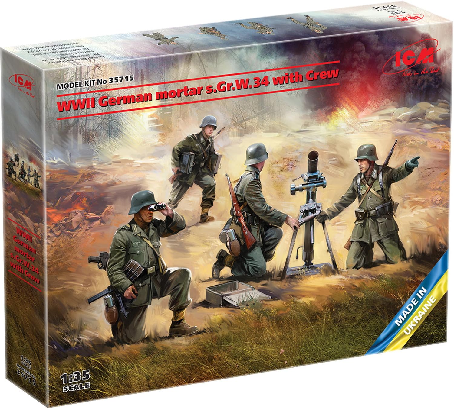 

ICM WWII German Mortar GrW 34 with Crew Plastic Model 35715 1/35