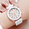 2PCs/Set Women Watch Twin Silicone Strap White Pink Watch Set