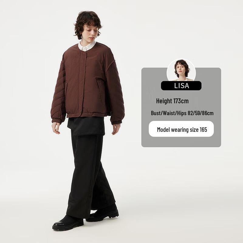 Tanboer Women's Lightweight Collarless Dropped Shoulder Down Jacket TBF330272D