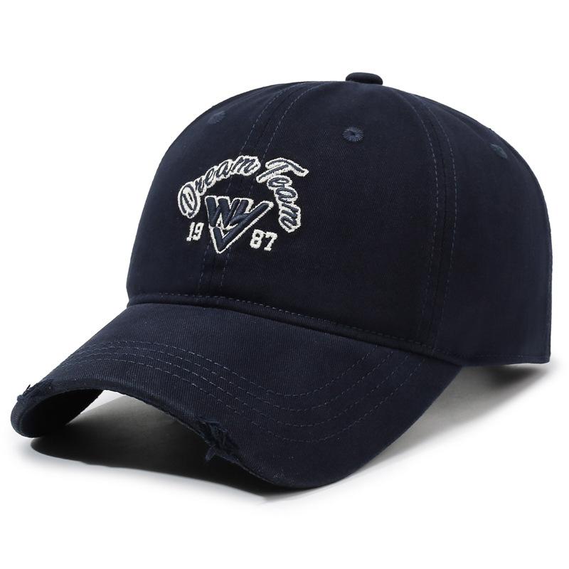 Embroidered Letter Baseball Cap Unisex Sunshade Soft Top Raked Cap Couple's Outdoor Cap