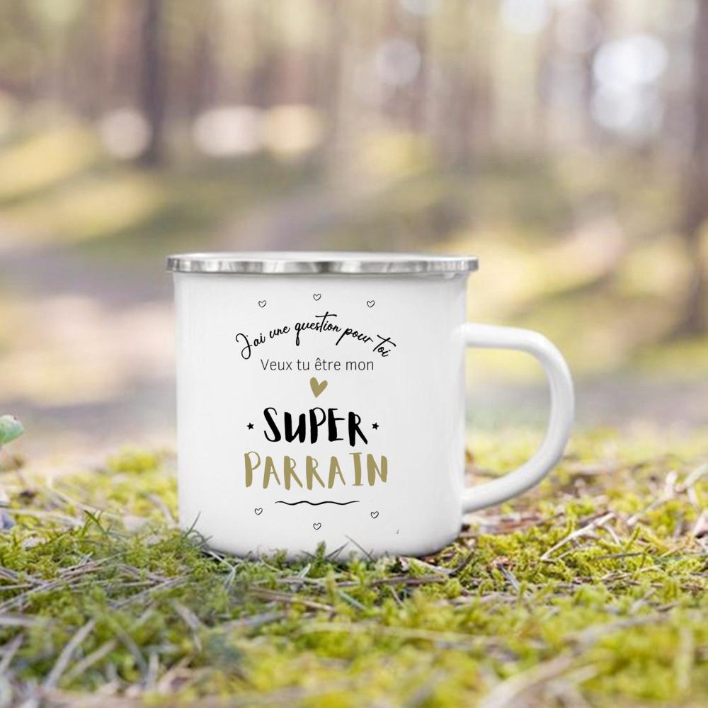 Bester Pate & Beste Patin der Welt Französischer Druck Emaille-Tassen Bruder Schwester Freunde Geschenke Trinken Milch Kaffee Tasse Camping Tasse