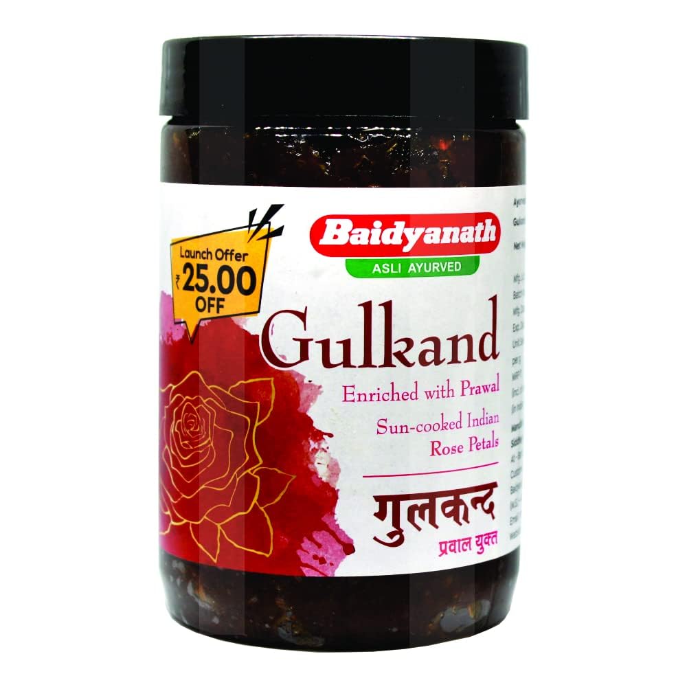 

Baidyanath Asli Ayurved Gulkand With Prawal 400 g Each Pack Of 2 | Sun-Cooked Rose Petal Jam | Natural Cooling And Digestive Support