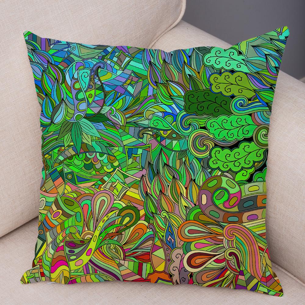 Bright Abstract Bohemian Floral Art Print Household Sofa Bedroom Decoration Pillow Cover Cushion Shell