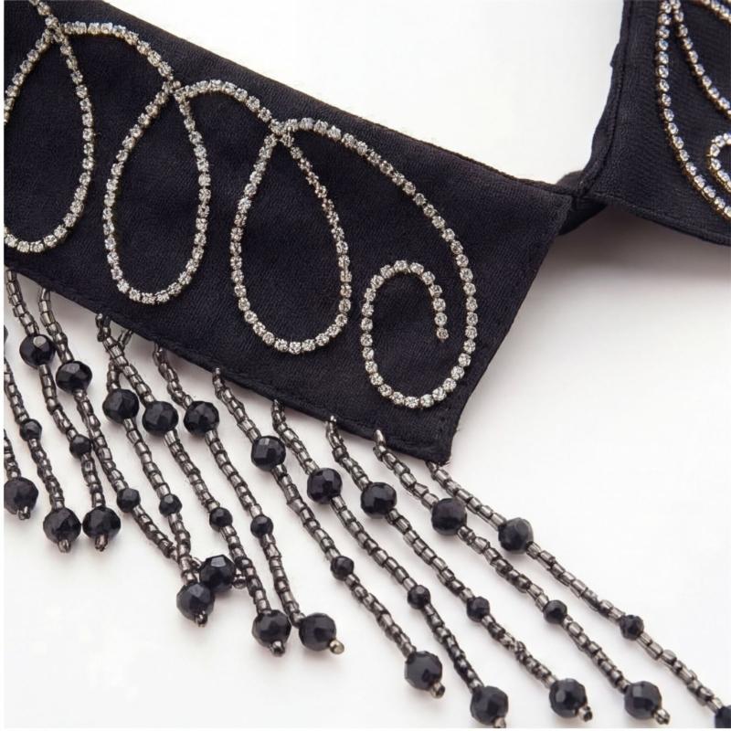 Elegant Beadwork Fringe Detachable Collar Fashion Accessory For Women And Girls Stylish Neckpiece Decorative Neckwear