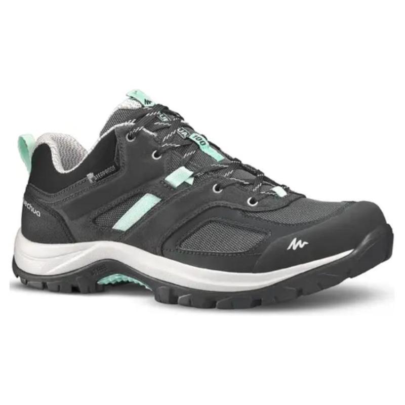 DECATHLON MH100 Wear-Resistant Waterproof And Breathable Low-Top Hiking Trekking Shoes Women's Gray Green