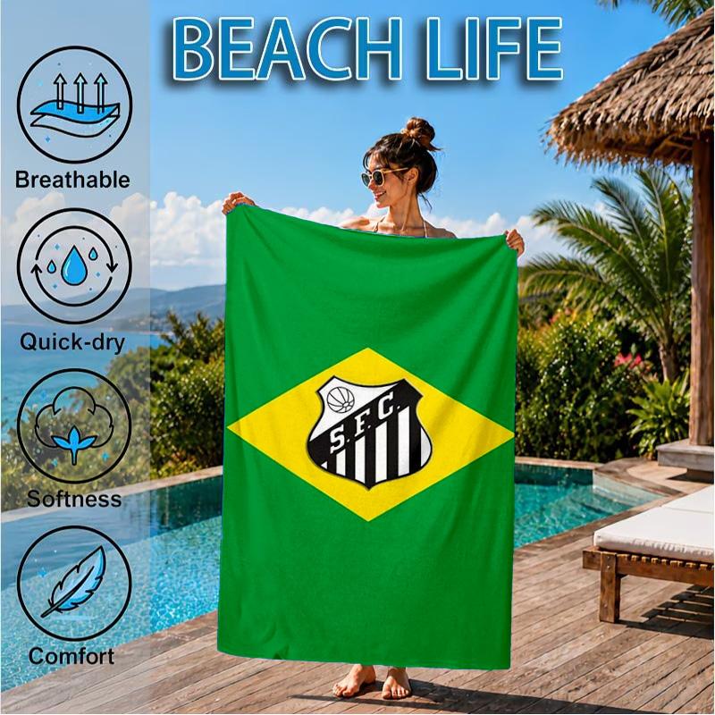Powerful Football Crest Design Printed Microfiber Beach Towel, Soft And Absorbent, Quick-Dry, Ideal for Summer Travel, Beach Essential, Swimming Pool