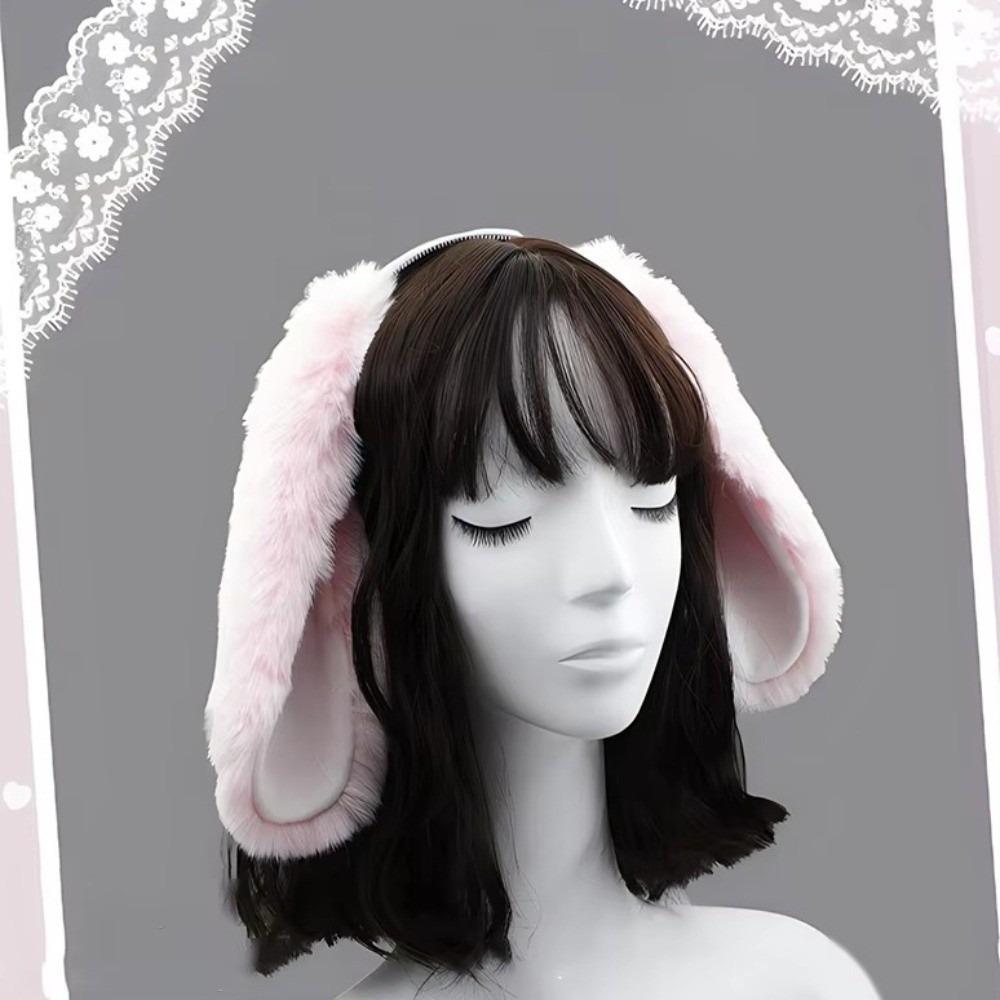 Soft Bunny Ears Headband Lop-eared Plush Headwear Elegant Easter Rabbit Hair Hoop  Events