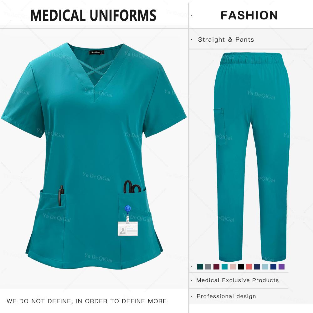 SPA Beauty Working Clothes Medical Uniforms Woman Multicolour Scrubs Nurse Uniforms Dentist Veterinary Pharmacy Clinic Scrub Set