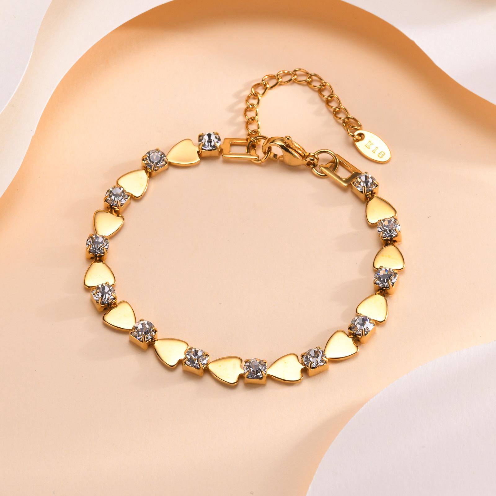 

Zirconia Cross Bracelet for Women, Stainless Steel 18k Gold Plated Non Tarnish Stylish Gift