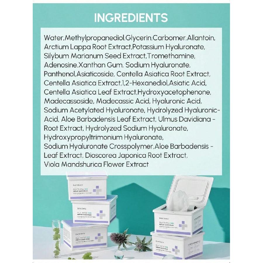 Banobagi Milk Thistle Repair Cica Quick Mask Plus 350g | Daily Calming Face Mask Moisturizing & Hydrating Face Mask Sheets |