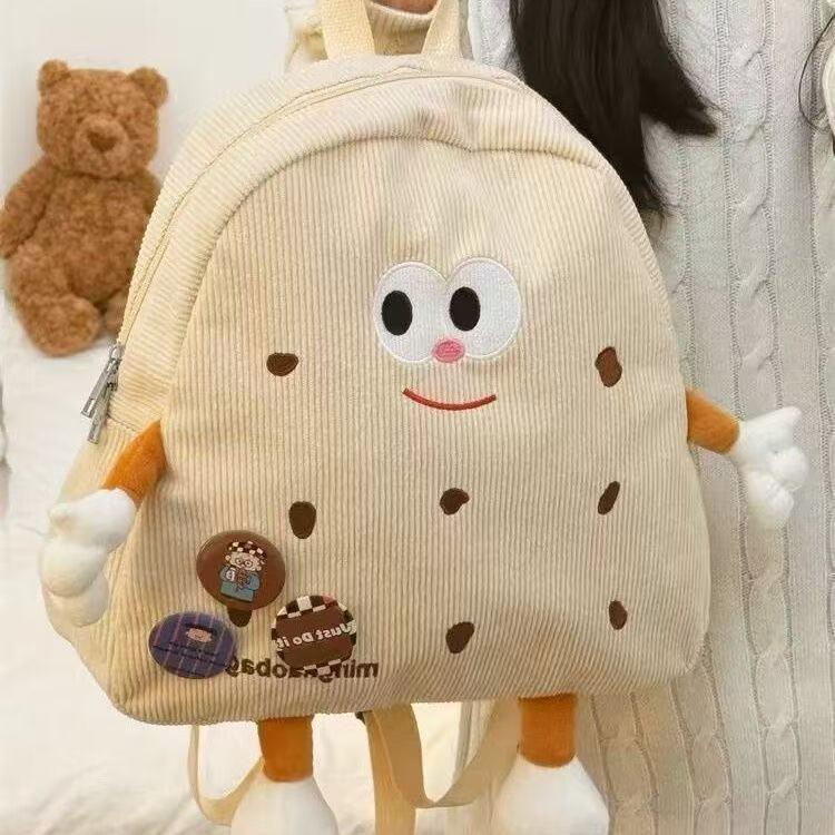 

Жіночий милий вельветовий мультяшний плюшевий рюкзак - Маленький, потворно-милий дизайн для осені/зими білий