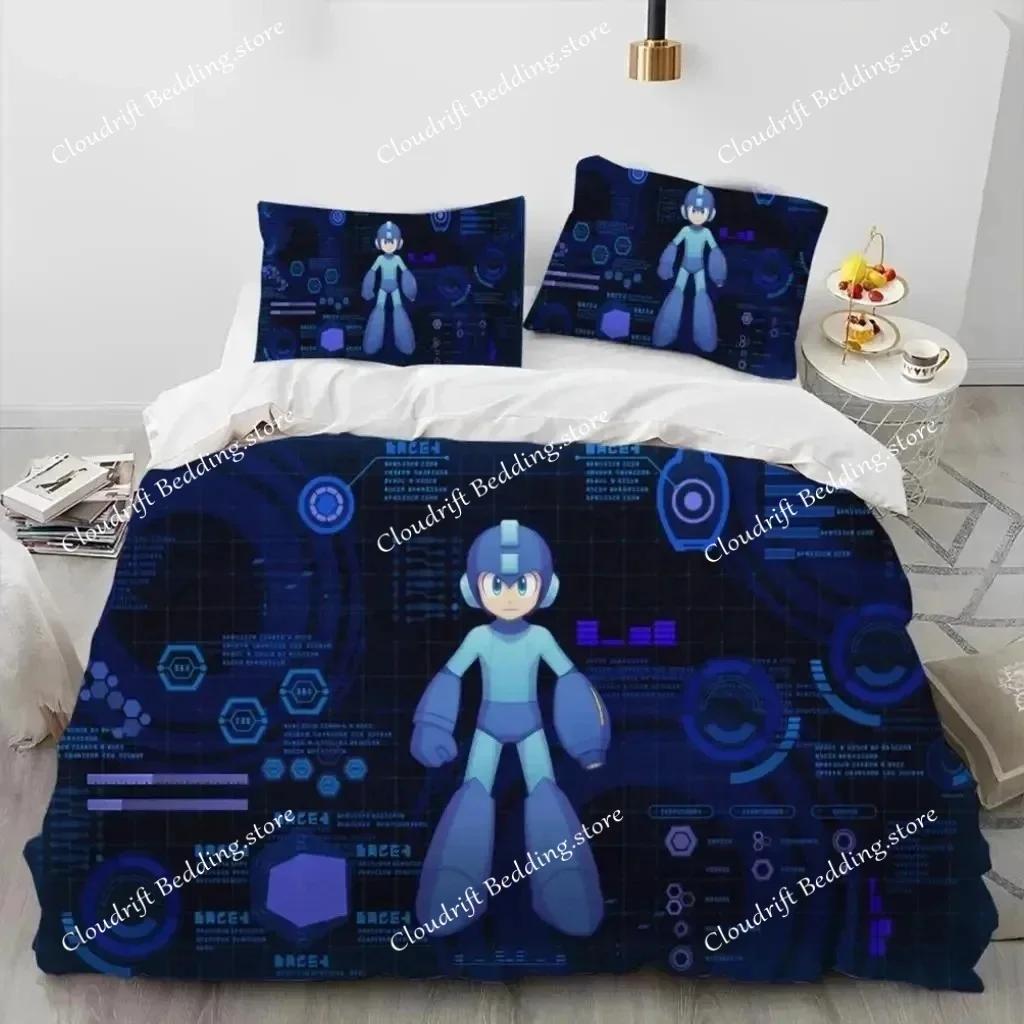 3D-Druck Rockman Megaman Spiel Cartoon Bettwäsche Set Jungen Mädchen Twin Queen Size Bettbezug Kissenbezug Bett Kinder Erwachsene026