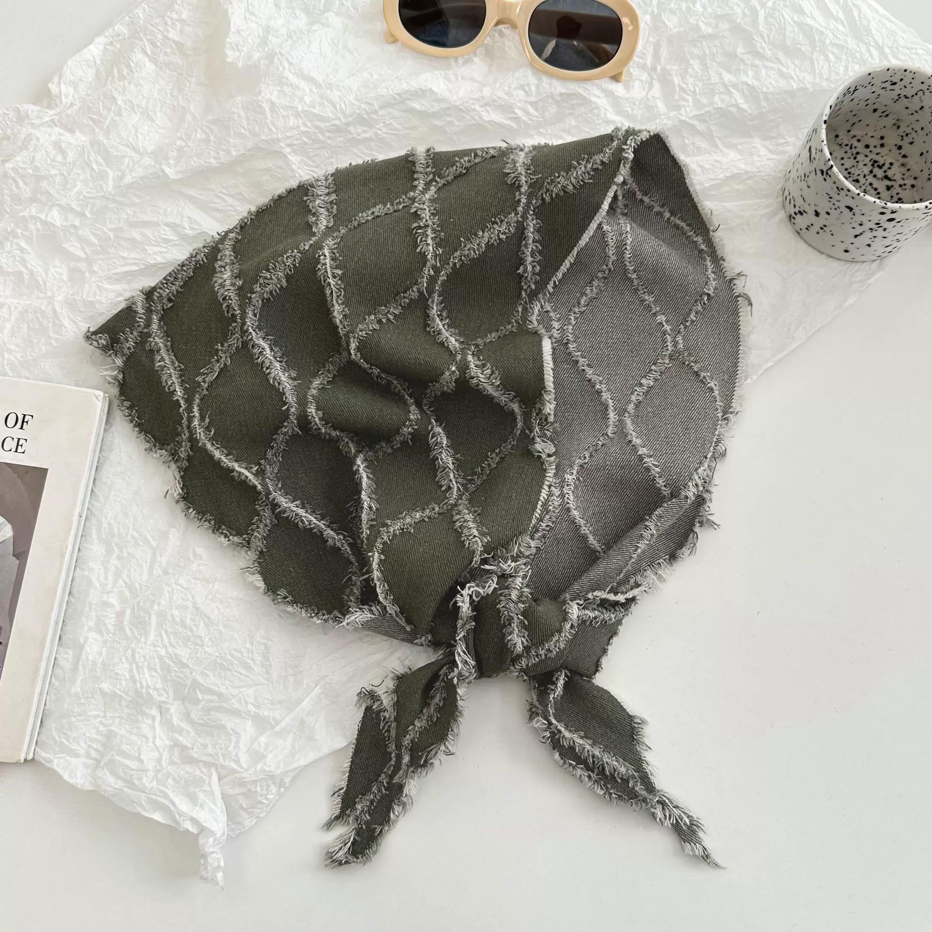 

Женский ретро треугольный платок-шаль с бахромой, женский платок с зернистой текстурой, декоративные головные платки 70x120cm