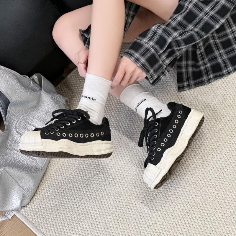 Niche design shell head dissolving shoes heightening platform versatile canvas shoes summer couple senior sense casual board shoes
