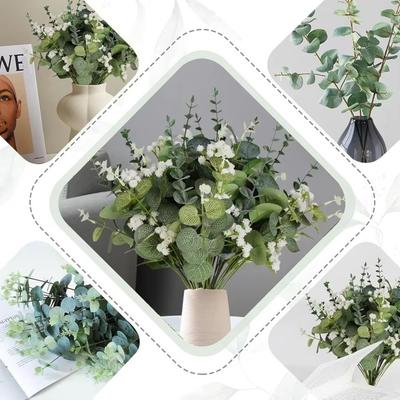 5Pcs Artificial Flowers Artificial Mixed Eucalyptus Leaves Stems Plant Bridal Bouquet Wedding Wreath Silver Dollar Leaves