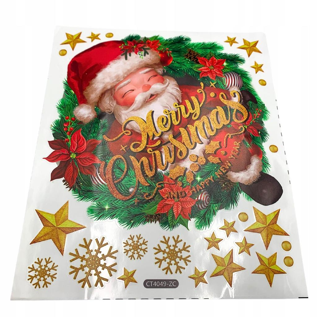 Christmas Window Door Sticker Decorative Window Santa Claus Stars 50 M