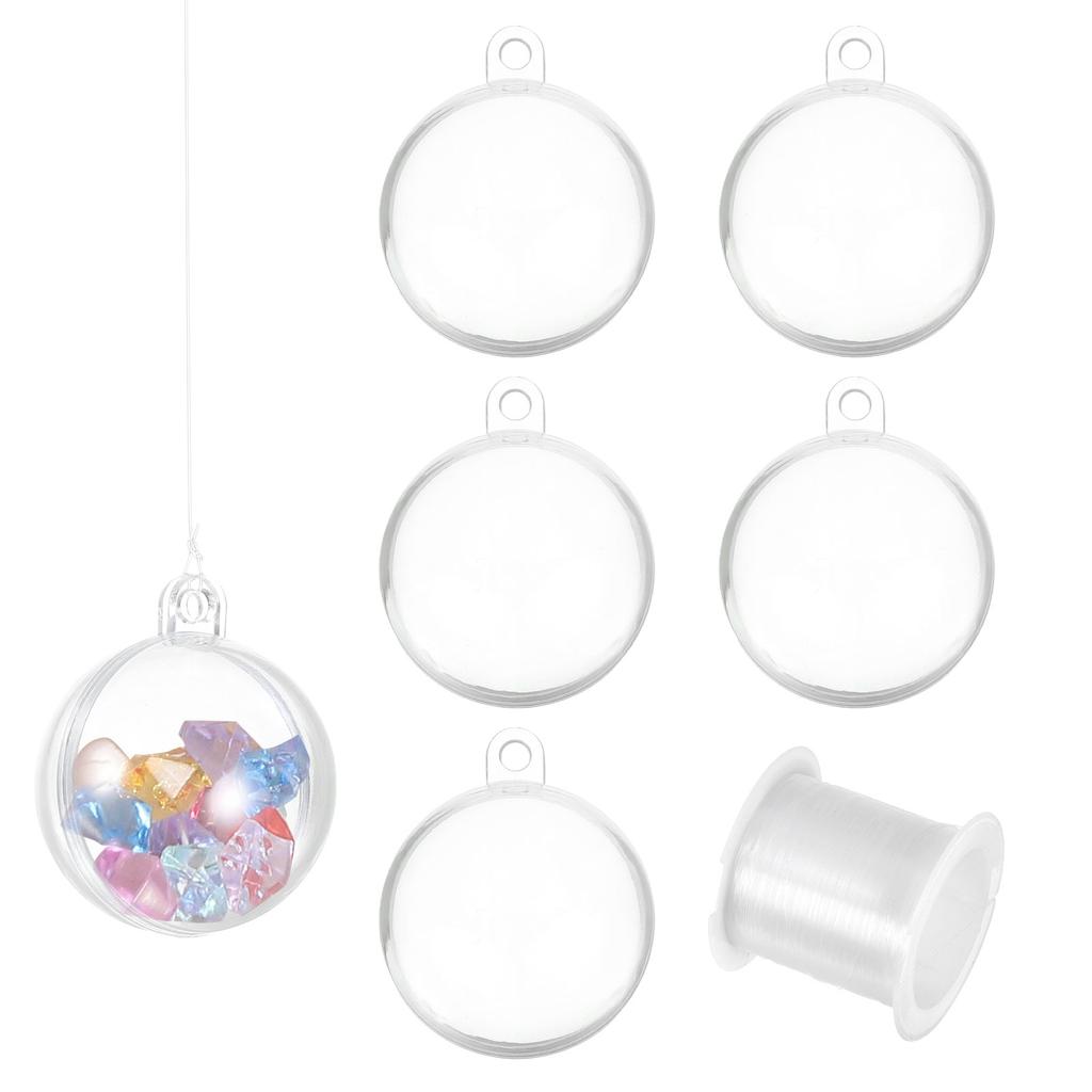 5/6/10/12pcs Clear Plastic Fillable Ornaments Clear Acrylic Ornaments Hanging Balls with164ft Wire DIY Christmas Ornament Decor