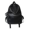 Cool backpack men's leather PU large-capacity college style casual backpack Japanese simple college student schoolbag women