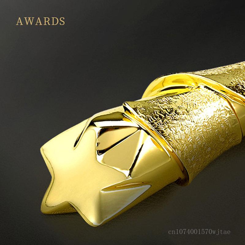 Customized Gold-plating Resin Trophy Award Souvenir, Excellent Character, Home Decoration, Creative, Crystal Base, Engraving 1Pc