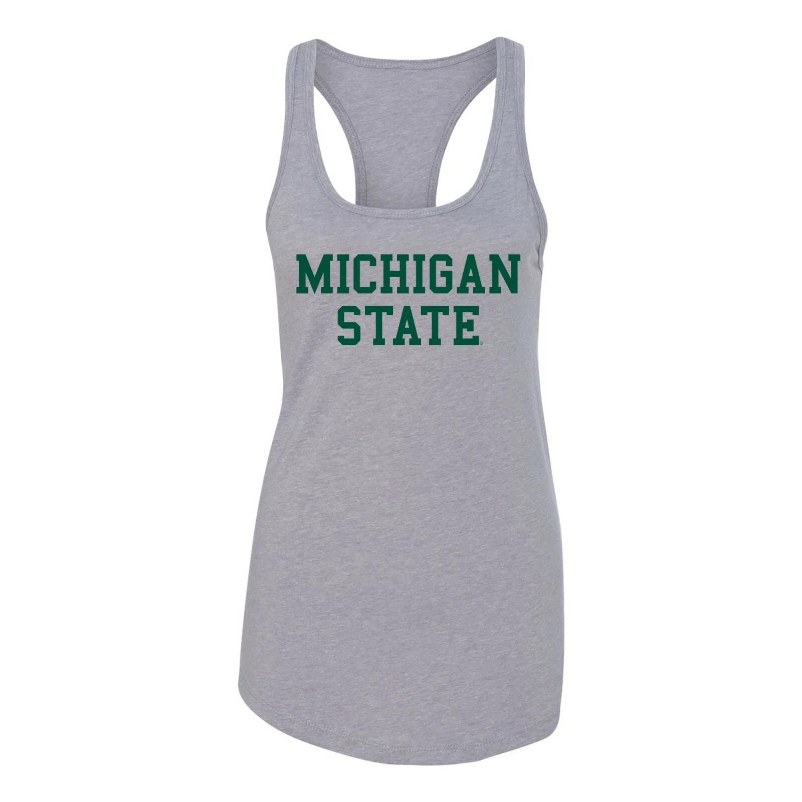 Michigan State Spartans Basic Block Womens Racerback Tank - Heather Grey 3XL