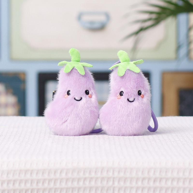 Plush Eggplant Keychain With Soft Pp Cotton Filling For Kids And Teens