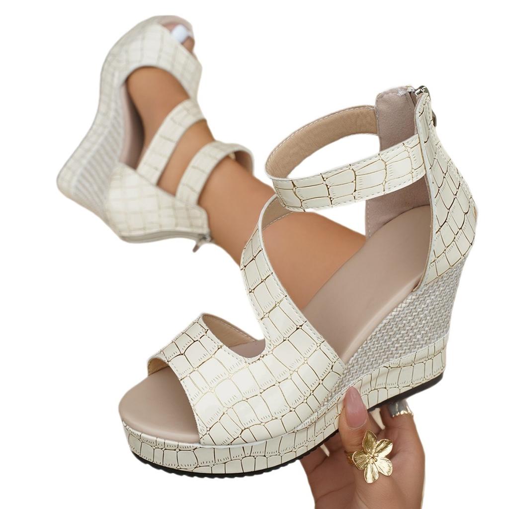 Scarpe Taglie Forti da Donna 36-42 Moda Estiva Zeppe Piattaforma Sandali con Cinturino e Fibbia Scarpe da Spiaggia Sandali Casual da Festa e da Sera