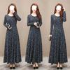 Southeast Asia Plus Size Retro Print Long Sleeve Dress
