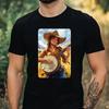 Men's T-Shirt Cowgirl Plays Banjo Motif Cotton Size XS To 5XL