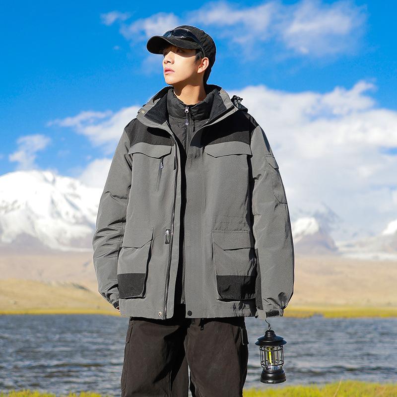 Down Jacket Men's Winter New Detachable Jacket White Duck Down Thickened Warm Loose Jacket Jacket for Men