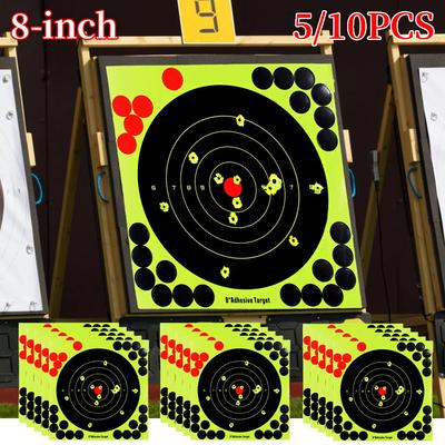 5/10 Stück 8-Zoll-Klebe-Zielscheiben mit fluoreszierendem Spritzmuster, hochsichtbare, reaktive Aufkleber für Jagd-/Schießtraining