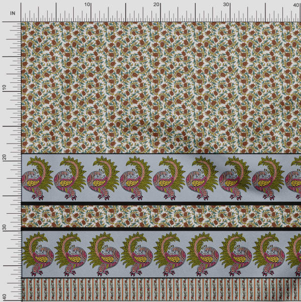 

Японська креп-атласна тканина Soimoi Lotus & Peacock Panel Print Швейна тканина, метр 42 дюйма 42 Inch Wide - Poly Crepe коричневий