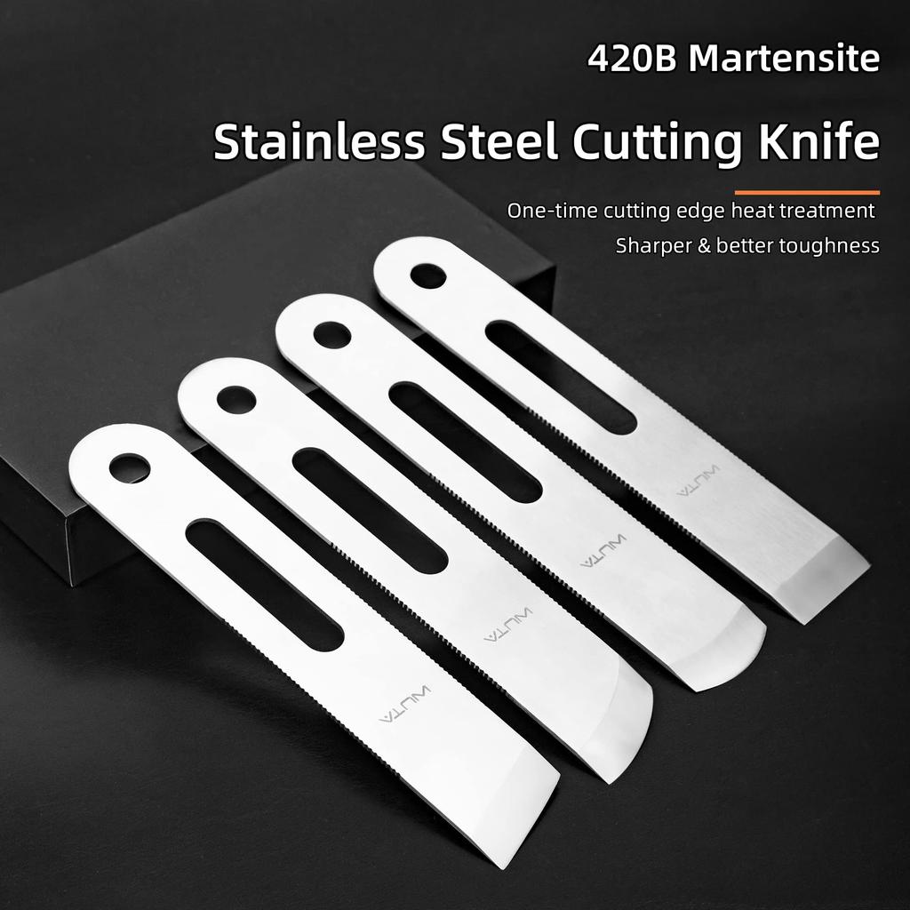 WUTA Leather Craft Oblique Leather Blade DIY Craft Tool Oblique Knife, Knife, Width Approx. 35mm, (Right + Straight)