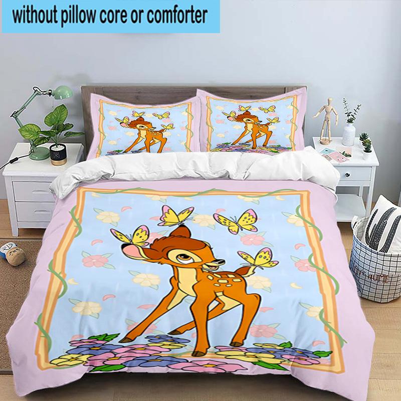 3PCS Classic cartoon Bam Deer 3pcs Bedding,Including 3PCS Duvet Cover And 2pcs Pillowcases Perfect for Christmas,Ideal for Bedroom, Dormitory