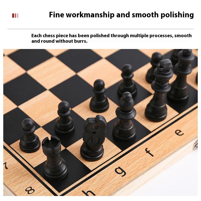 1 Set Children'S Puzzle Toys 3 In 1 Chess Board Folding Wooden Portable Chess Game Board For Adults
