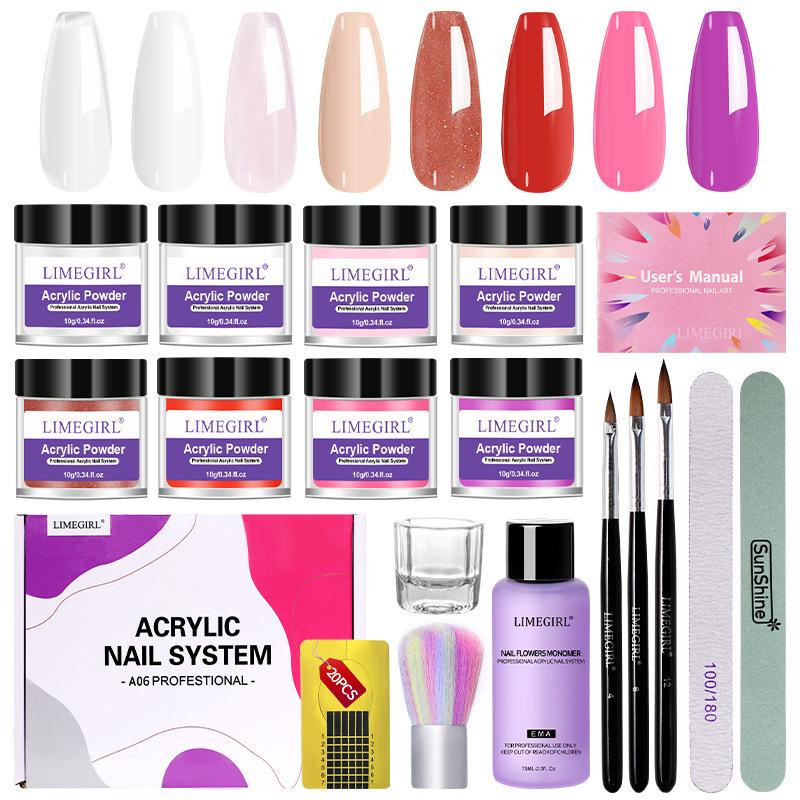 Kit Unghie Acriliche 30 Pezzi Polvere Acrilica Cristallo Set Estensione, Kit Base Manicure Professionale