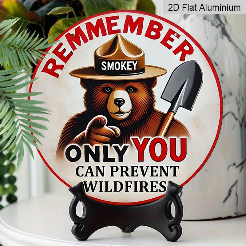 2D Flat, 1pc Print Round Aluminum Decorative Sign, Forest Fire Prevention Theme, Don't Let Wildfires Rage, Perfect for Cabin, Campground, Patio