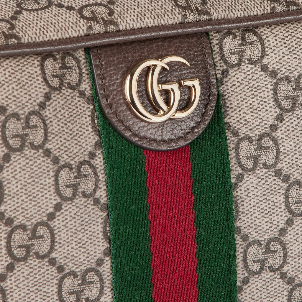 Gucci Ophidia Beschichtete Stoff Schultertasche Klein Damen Beige Dunkelbraun