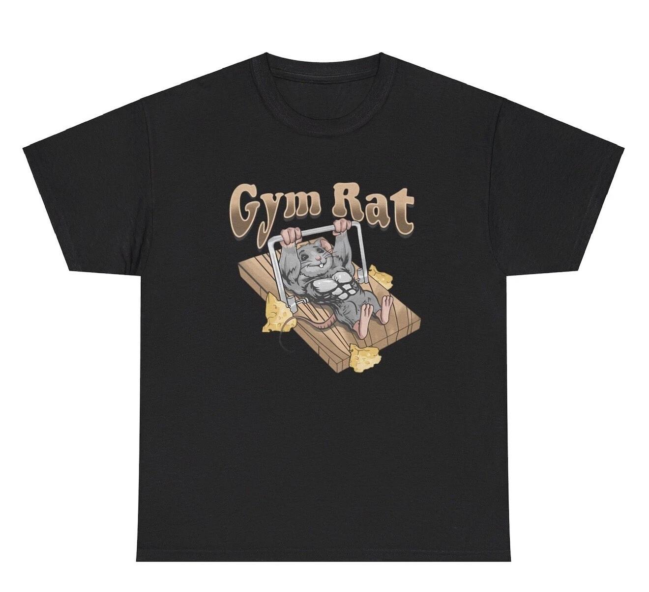 

Gym Rat Benching Mouse Trap Graphic T Shirt Silly Ironic Gen Z Weirdcore Tee M