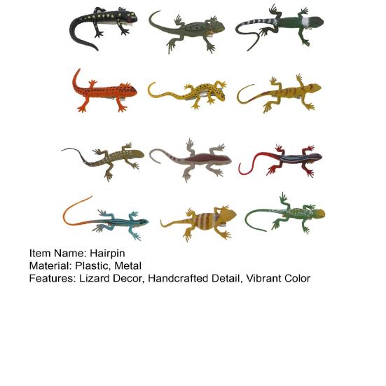 12Pcs Hairpin Vibrant Color Lizard Decor Handcrafted Hair Clip Hair Decoration Halloween Hair Accessory Fun Costume Gift