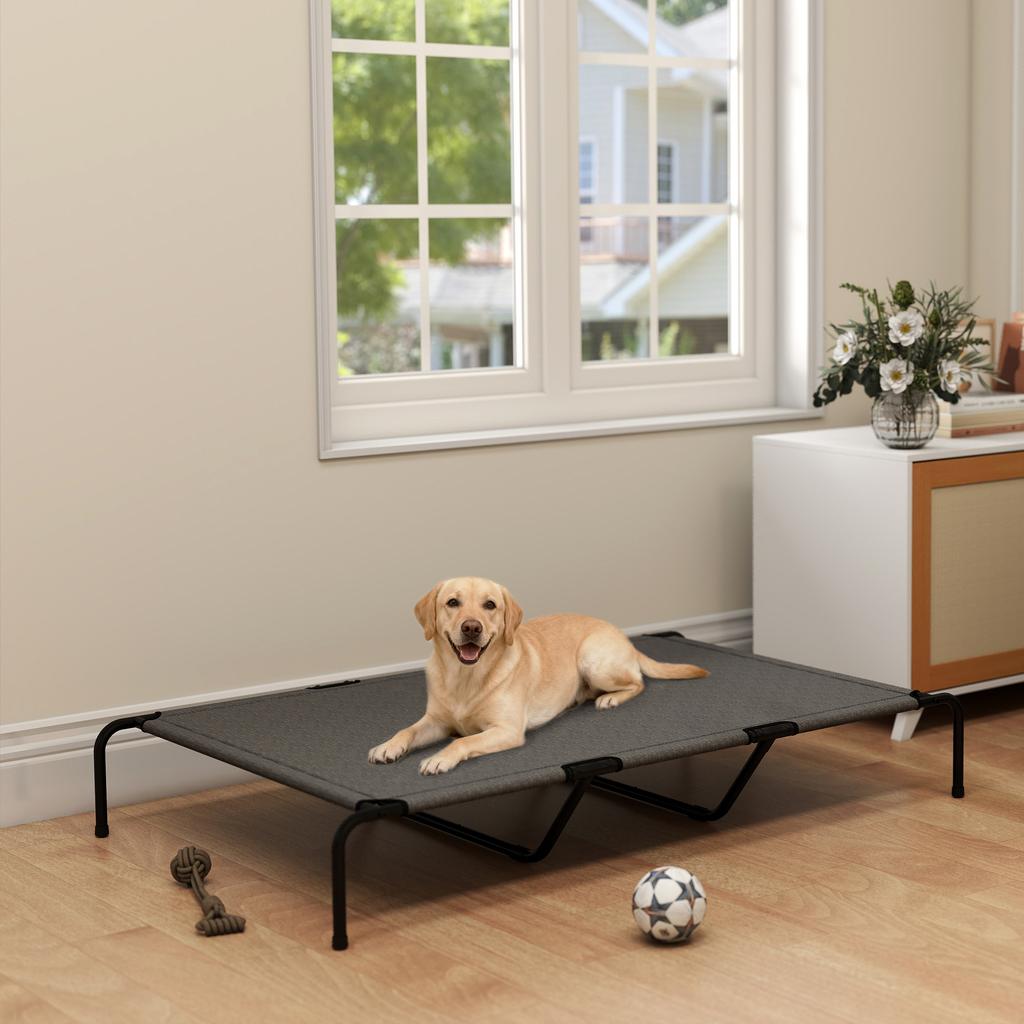 Outdoor Dog Bed, Elevated Dog Bed for Large Dogs, with Washable Mesh Steel Frame, 152 X 94 X 23 Cm, Grey