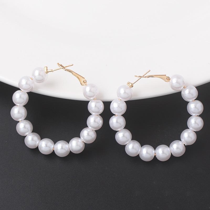 White Imitation Pearls Round Hoop Earrings Fashion Women Elegant Trend Korean Earring Brincos Jewelry korean Fashion
