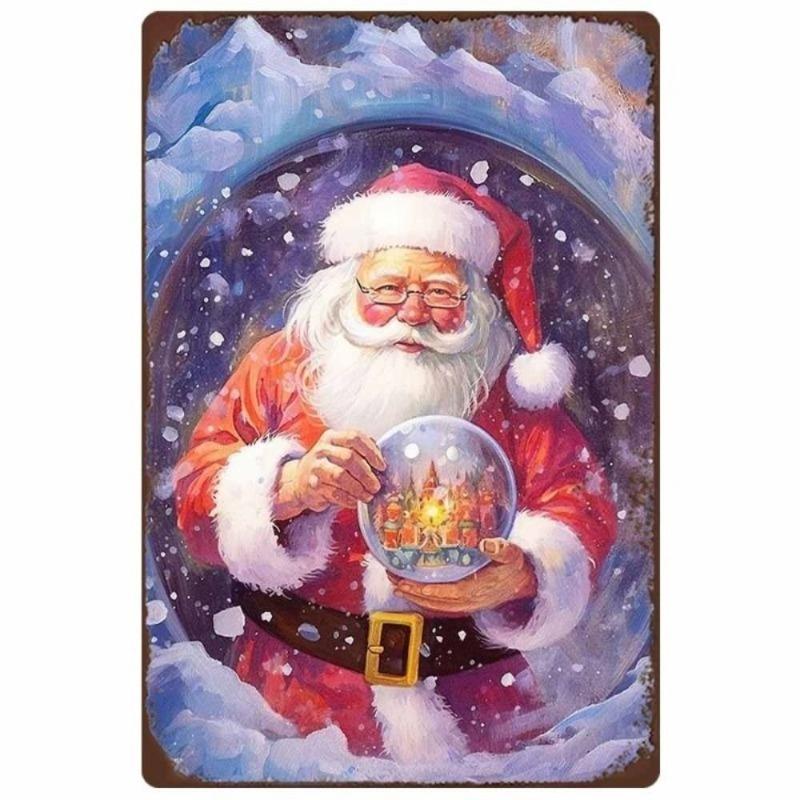 Vintage Merry Christmas Metal Sign, Retro Holiday Wall Decor 20x30cm