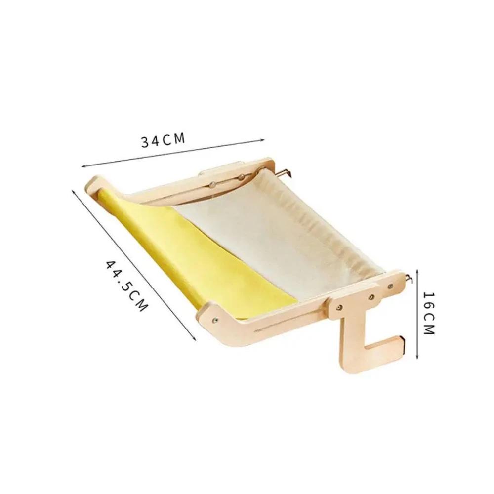 Cat Hammock Window Panel Hanging Bed Wooden Assembly Pet Mat Adjustable Snap-on Legs Window Panel Mounted Cats Hammock