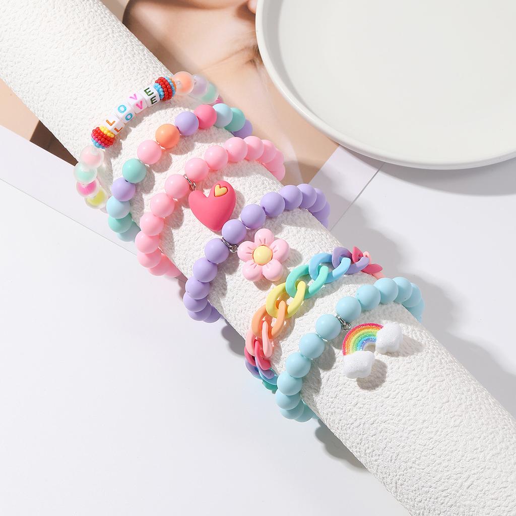 b19 Gorgeous Rainbow Silicone Bohemian Bead Love Acrylic Bracelet Exquisite Women's Vitality Beach Daily Jewelry Accessories
