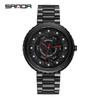Sanda Men's Steel Band Skeleton Dial Quartz Watch - Trendy Business Fashion Wristwatch.