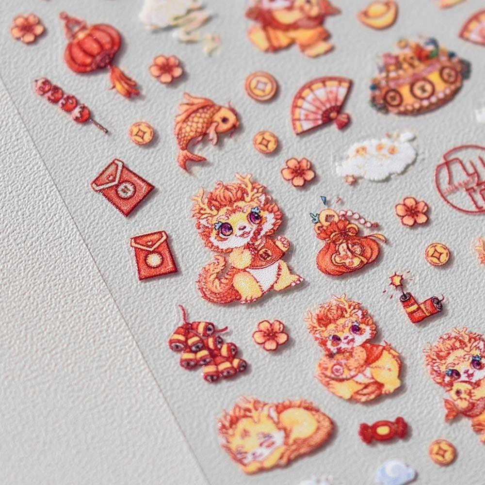 Neujahrs-Nagelanhänger, chinesische Neujahrs-Nagelaufkleber, chinesische Nageldekorationen, Neujahrsparty