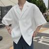 Men's Stylish V-Neck Waffle Collar Shirt - Short Sleeved & Loose Fit