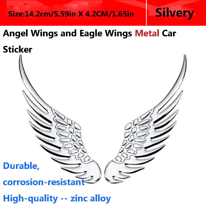 2pcs/1pair of PVC or Metal High Gloss Stickers Angel Wing Decorative Stickers Glitter Accents Anime Theme Glossy Surface
